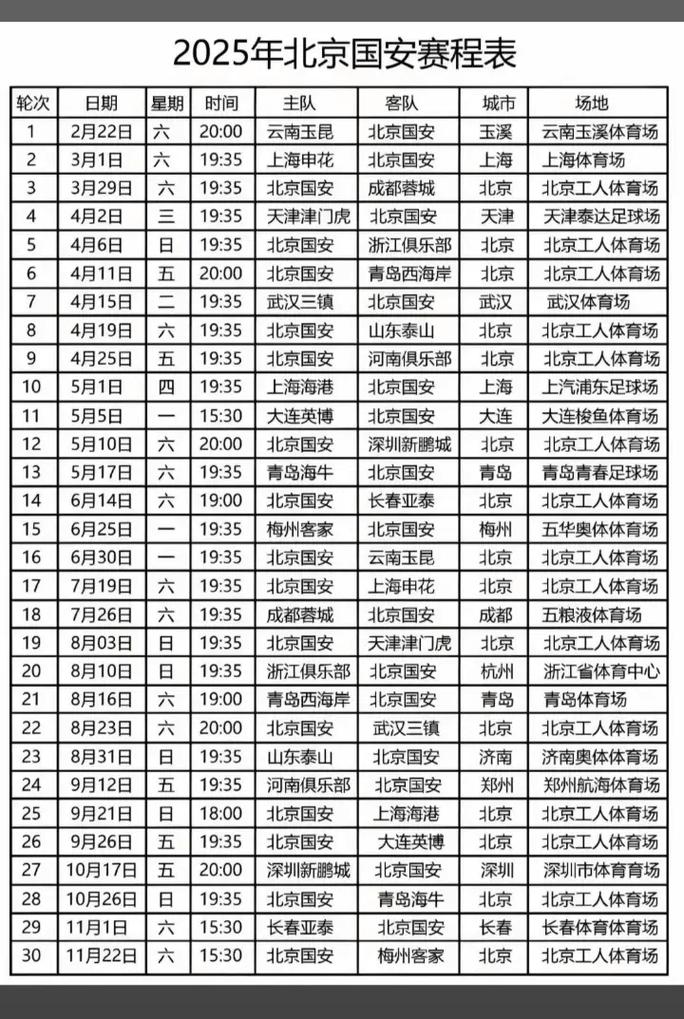 国安今晚比赛时间