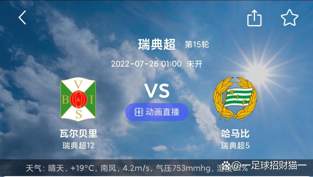 瑞典超哈马比对瓦尔贝里