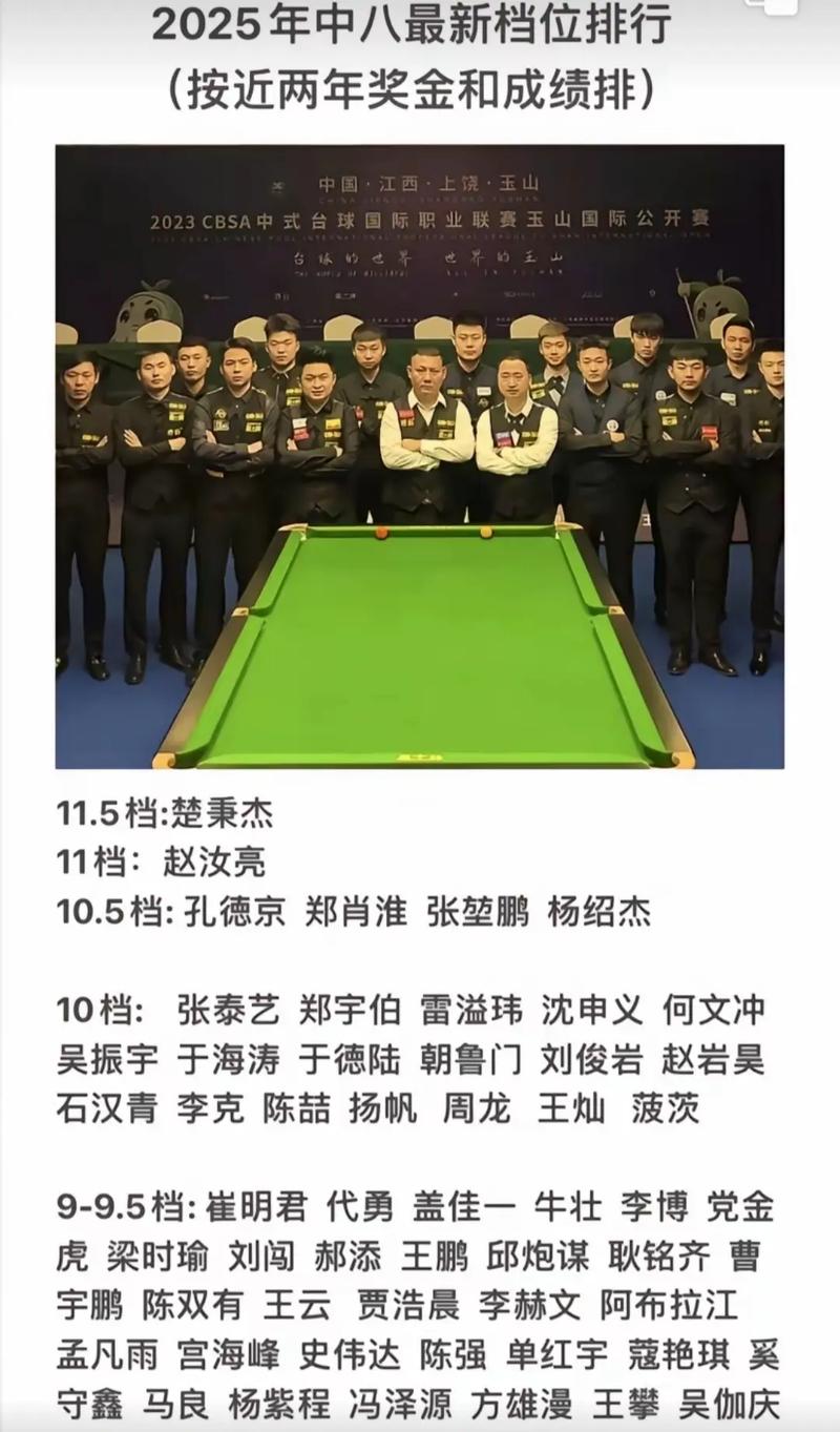 全国中式台球一线排名